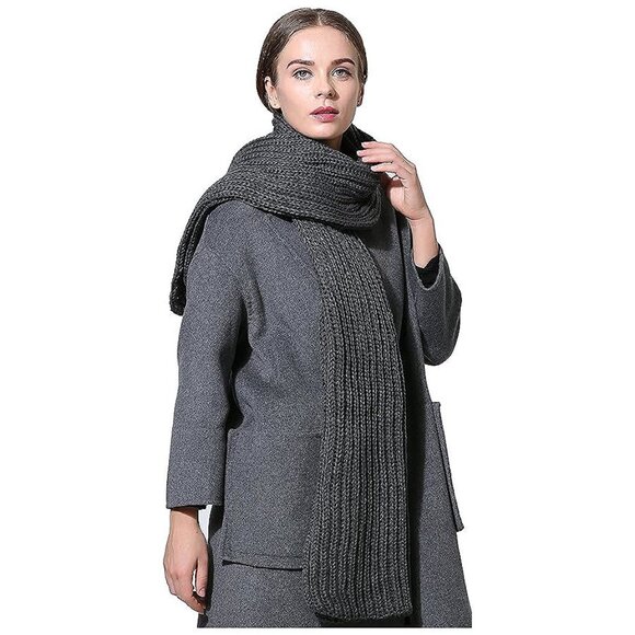 Accessories - Women Men Winter Thick Cable Knit Wrap Hor Knit Charcoal